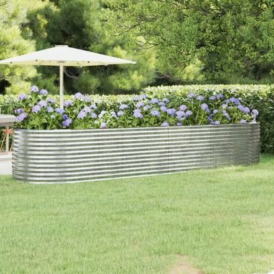 VidaXL Jardinière Acier enduit de poudre 396x100x68 cm Argenté 2 VidaXL Jardinière Acier enduit de poudre 396x100x68 cm Argenté – Image 2