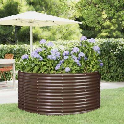VidaXL Jardinière Marron 140x140x68 cm Acier enduit de poudre 2 VidaXL Jardinière Marron 140x140x68 cm Acier enduit de poudre – Image 2
