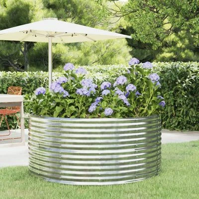 VidaXL Jardinière Argenté 140x140x68 cm Acier enduit de poudre 2 VidaXL Jardinière Argenté 140x140x68 cm Acier enduit de poudre – Image 2