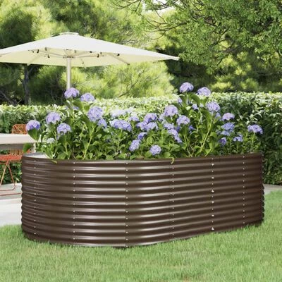 VidaXL Jardinière Marron 212x140x68 cm Acier enduit de poudre 2 VidaXL Jardinière Marron 212x140x68 cm Acier enduit de poudre – Image 2
