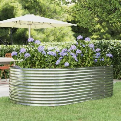 VidaXL Jardinière Argenté 212x140x68 cm Acier enduit de poudre 2 VidaXL Jardinière Argenté 212x140x68 cm Acier enduit de poudre – Image 2