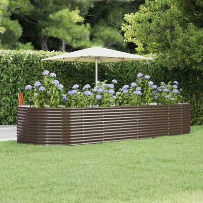 VidaXL Jardinière Marron 367x140x68 cm Acier enduit de poudre 2 VidaXL Jardinière Marron 367x140x68 cm Acier enduit de poudre – Image 2
