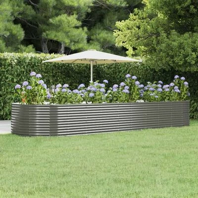 VidaXL Jardinière Gris 447x140x68 cm Acier enduit de poudre 2 VidaXL Jardinière Gris 447x140x68 cm Acier enduit de poudre – Image 2