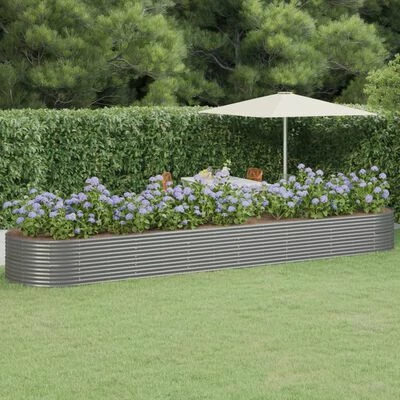VidaXL Jardinière de jardin Acier enduit de poudre 584x140x68 cm Gris 2 VidaXL Jardinière de jardin Acier enduit de poudre 584x140x68 cm Gris – Image 2