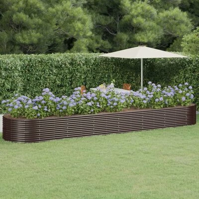 VidaXL Jardinière de jardin Acier enduit de poudre 584x140x68cm Marron 2 VidaXL Jardinière de jardin Acier enduit de poudre 584x140x68cm Marron – Image 2