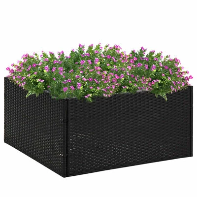 VidaXL Jardinière Noir 80x80x40 cm Résine tressée 2 VidaXL Jardinière Noir 80x80x40 cm Résine tressée – Image 2
