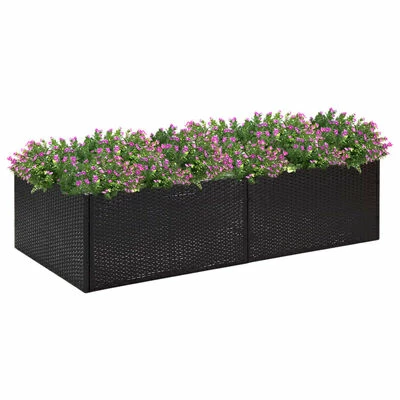 VidaXL Jardinière Noir 157x80x40 cm Résine tressée 2 VidaXL Jardinière Noir 157x80x40 cm Résine tressée – Image 2