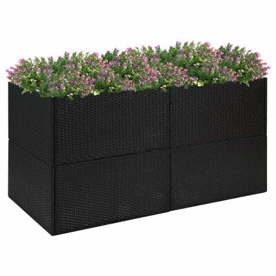 VidaXL Jardinière Noir 157x80x80 cm Résine tressée 2 VidaXL Jardinière Noir 157x80x80 cm Résine tressée – Image 2