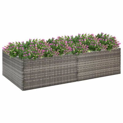 VidaXL Jardinière Gris 157x80x40 cm Résine tressée 2 VidaXL Jardinière Gris 157x80x40 cm Résine tressée – Image 2