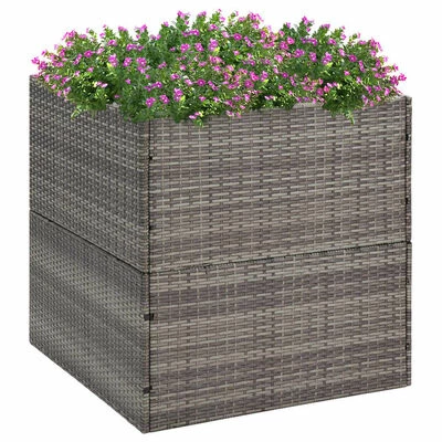 VidaXL Jardinière Gris 80x80x80 cm Résine tressée 2 VidaXL Jardinière Gris 80x80x80 cm Résine tressée – Image 2