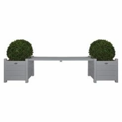 Esschert Design Jardinières avec banc pont Gris CF33G
