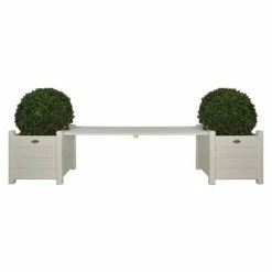 Bacs à fleurs avec banc Esschert Design CF33W coloris blanc