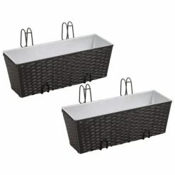 VidaXL Ensemble de jardinières de balcon Trapèze Rotin 50cm 2 pcs Noir