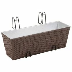 VidaXL Jeu de jardinières de balcon Trapèze Rotin 50 cm 2 pcs Marron
