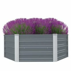 VidaXL Jardinière 129 x 129 x 46 cm cm Acier galvanisé Gris