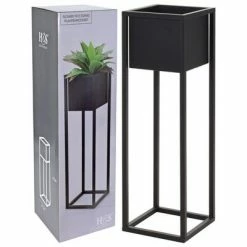 Home&Styling Pot de fleurs sur pied Métal Noir 70 cm