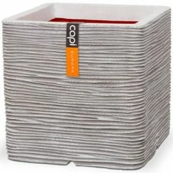 Capi Jardinière Nature Rib Carré 30 x 30 cm Ivoire KOFI902