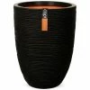 Capi Pot à fleurs Nature Rib Élégant bas 36 x 47 cm Noir KBLR782