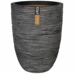 Capi Pot à fleurs Nature Rib Élégant Bas 36x47 cm Anthracite KOFZ782