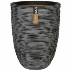 Capi Pot à fleurs Nature Rib élégant bas 46 x 58 cm Anthracite KOFZ783