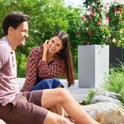 LECHUZA Jardinière CANTO Stone 40 High ALL-IN-ONE Gris pierre 2 LECHUZA Jardinière CANTO Stone 40 High ALL-IN-ONE Gris pierre – Image 2