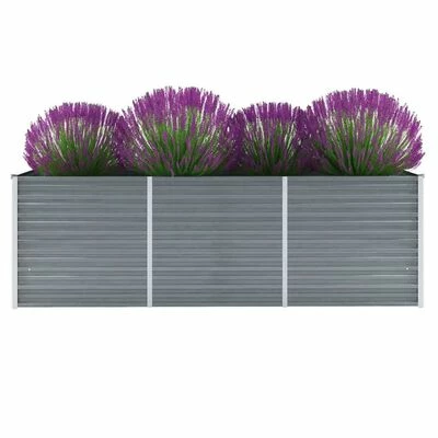 VidaXL Lit surélevé de jardin Acier galvanisé 240x80x77 cm Gris 2 VidaXL Lit surélevé de jardin Acier galvanisé 240x80x77 cm Gris – Image 2