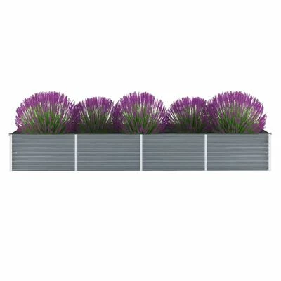 VidaXL Lit surélevé de jardin Acier galvanisé 320x80x45 cm Gris 2 VidaXL Lit surélevé de jardin Acier galvanisé 320x80x45 cm Gris – Image 2