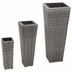 VidaXL Lits surélevés de jardin 3 pcs Résine tressée Gris