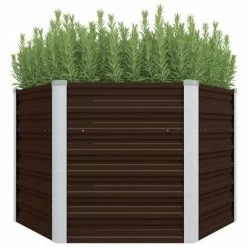 VidaXL Lit surélevé de jardin Marron 129x129x77 cm Acier galvanisé