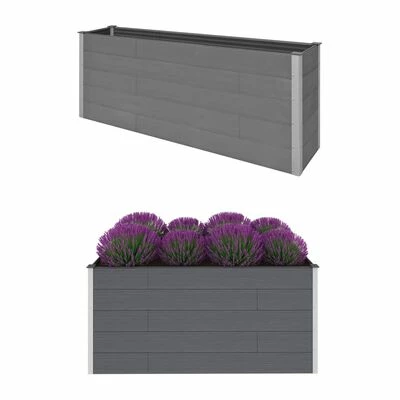 VidaXL Lit surélevé de jardin Gris 200x50x91 cm WPC 1 VidaXL Lit surélevé de jardin Gris 200x50x91 cm WPC
