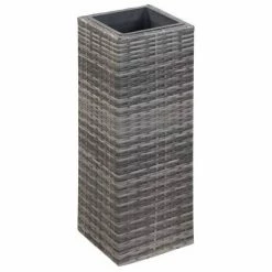 VidaXL Lit surélevé de jardin à 2 pots 28x28x80 cm Résine Tressée Gris