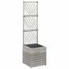 VidaXL Lit surélevé en treillis 1 pot 30x30x107 cm Résine tressée Gris