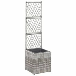 VidaXL Lit surélevé en treillis 1 pot 30x30x107 cm Résine tressée Gris