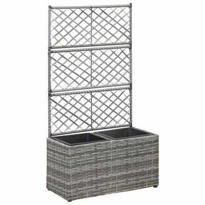VidaXL Lit surélevé en treillis 2 pots 58x30x107cm Résine tressée Gris 1 VidaXL Lit surélevé en treillis 2 pots 58x30x107cm Résine tressée Gris