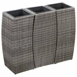 VidaXL Lits surélevés de jardin 3 pcs Résine tressée Gris