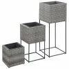 VidaXL Lits surélevés de jardin 3 pcs Résine tressée Gris
