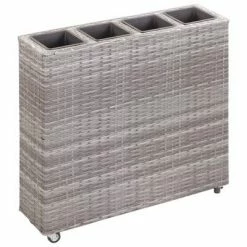VidaXL Lit surélevé de jardin à 4 pots 80x22x79 cm Résine Tressée Gris