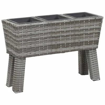 VidaXL Lit surélevé de jardin et pieds et 3 pots 72x25x50cm Rotin Gris 1 VidaXL Lit surélevé de jardin et pieds et 3 pots 72x25x50cm Rotin Gris