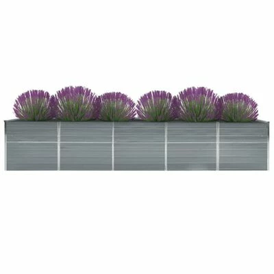 VidaXL Lit surélevé de jardin Acier galvanisé 400x80x77 cm Gris 2 VidaXL Lit surélevé de jardin Acier galvanisé 400x80x77 cm Gris – Image 2