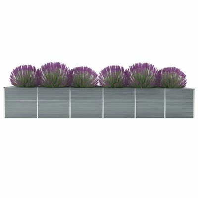 VidaXL Lit surélevé de jardin Acier galvanisé 480x80x77 cm Gris 2 VidaXL Lit surélevé de jardin Acier galvanisé 480x80x77 cm Gris – Image 2