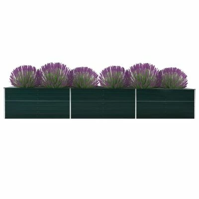 VidaXL Lit surélevé de jardin Acier galvanisé 480x80x77 cm Vert 2 VidaXL Lit surélevé de jardin Acier galvanisé 480x80x77 cm Vert – Image 2