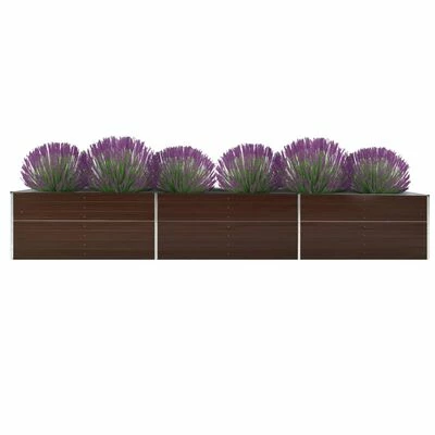 VidaXL Lit surélevé de jardin Acier galvanisé 480x80x77 cm Marron 2 VidaXL Lit surélevé de jardin Acier galvanisé 480x80x77 cm Marron – Image 2