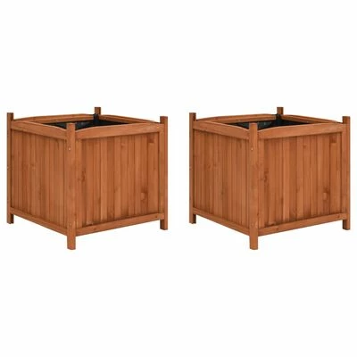 VidaXL Jardinières surélevées 2 pcs 50x50x50 cm Bois de sapin 1 VidaXL Jardinières surélevées 2 pcs 50x50x50 cm Bois de sapin