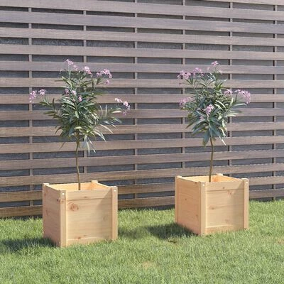 VidaXL Jardinières d'extérieur 2 pcs 40x40x40 cm Bois de pin massif 2 VidaXL Jardinières d'extérieur 2 pcs 40x40x40 cm Bois de pin massif – Image 2