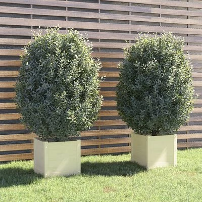 VidaXL Jardinières d'extérieur 2 pcs Blanc 40x40x40 cm Bois de pin 2 VidaXL Jardinières d'extérieur 2 pcs Blanc 40x40x40 cm Bois de pin – Image 2
