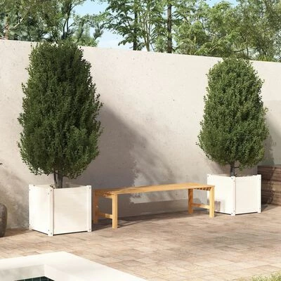 VidaXL Jardinières 2 pcs Blanc 50x50x50 cm Bois de pin massif 2 VidaXL Jardinières 2 pcs Blanc 50x50x50 cm Bois de pin massif – Image 2