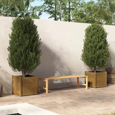 VidaXL Jardinières 2 pcs Marron miel 50x50x50 cm Bois de pin massif 2 VidaXL Jardinières 2 pcs Marron miel 50x50x50 cm Bois de pin massif – Image 2