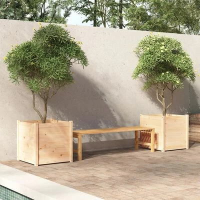 VidaXL Jardinières d'extérieur 2 pcs 60x60x60 cm Bois de pin massif 2 VidaXL Jardinières d'extérieur 2 pcs 60x60x60 cm Bois de pin massif – Image 2