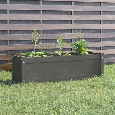 VidaXL Jardinière d'extérieur Gris 100x31x31 cm Bois de pin massif 2 VidaXL Jardinière d'extérieur Gris 100x31x31 cm Bois de pin massif – Image 2