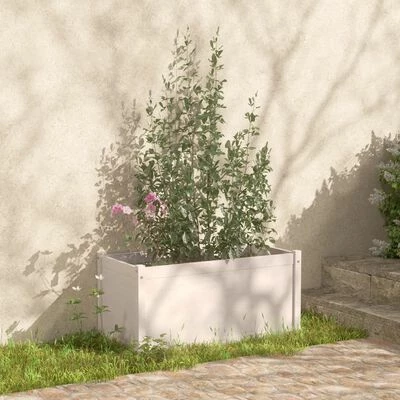 VidaXL Jardinière Blanc 100x50x50 cm Bois de pin massif 2 VidaXL Jardinière Blanc 100x50x50 cm Bois de pin massif – Image 2